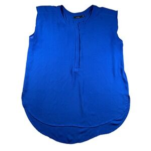 Apt 9 Womens XL Royal Blue Sleeveless Blouse Hidden Zip Front High Low Hem Top